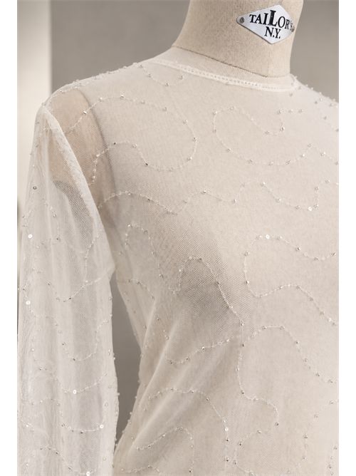 top in mesh ricamo SUSY MIX | NM236LATTE